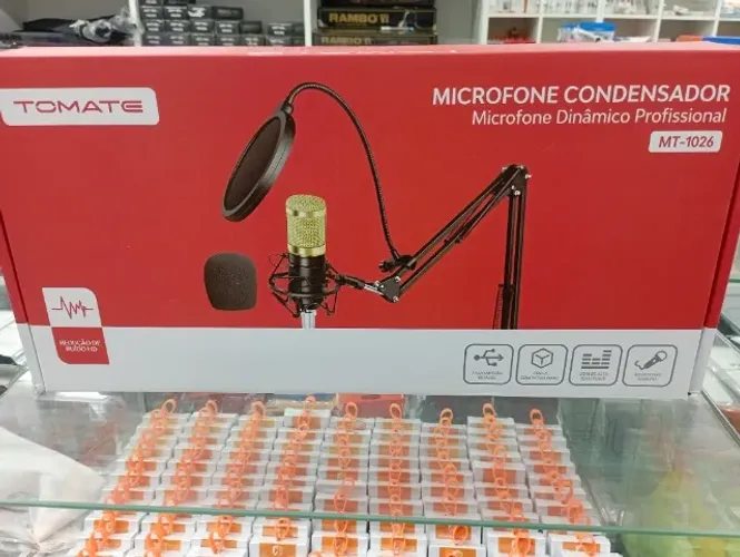 Microfone Condesador mesa PC suporte