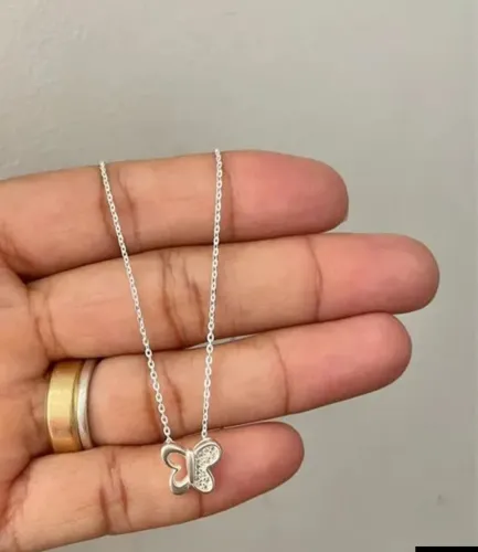Colar 45cm Borboleta em Prata 925 legítima 