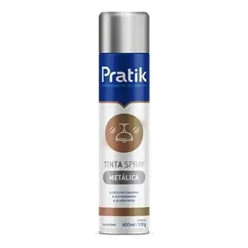 Tinta Spray Pratik Metálica Cromado 400ml