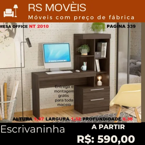 Escrivaninha Mesa Office NT 2010 - Amadeirado - Nova