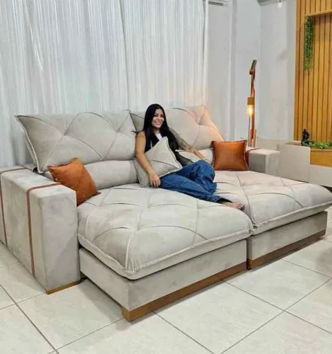 SOFÁ RETRATIL RECLINAVEL 2,50CM MOLAS ENSACADA ESPUMA D28