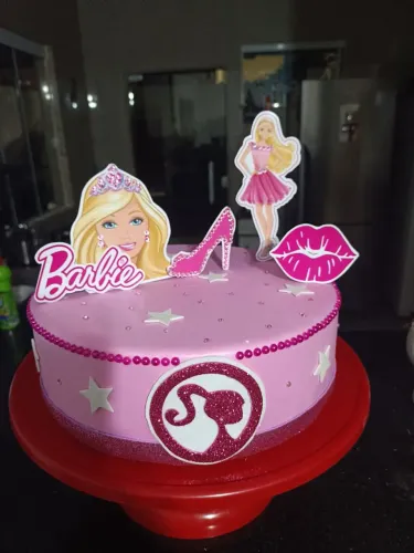 Bolo Fake Decorativo Barbie com DISPLAY MDF