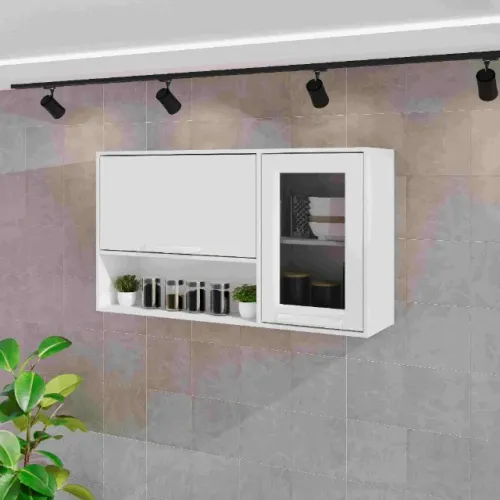 Aéreo Basculante Florida 1.20m Vidro Fume Branco Frete Grátis - Até 12x