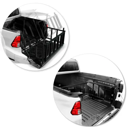 Hilux Extensor De Caçamba Toyota Hilux 2016 a 2024 Divisor de Carga Rampa 350kg EDR Preto