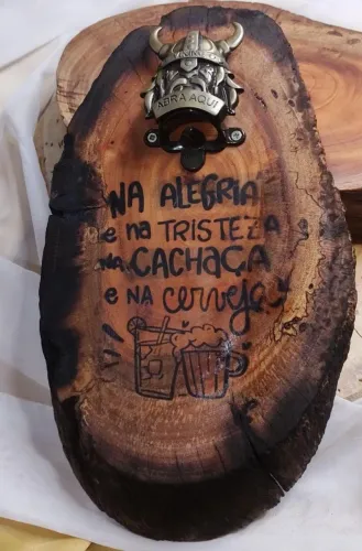 Abridor de Garrafa Viking Madeira Artesanal