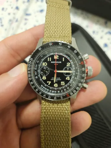Relogio Merkur Aviation Chronograph St1901 Cronógrafo Manual estilo Breitling Nivada Sinn