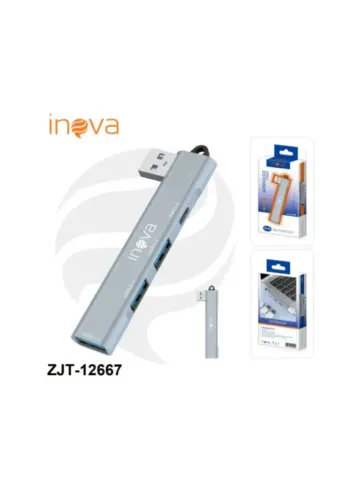 HUB USB TIPO-C 3 SAIDAS USB 1 TIPO-C INOVA ZJT-12667