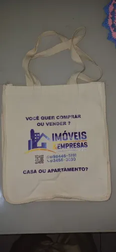 Ecobag IMÓVEIS & EMPRESAS.<br>Em Lona De Algodão cru.<br><br>R$50.00 