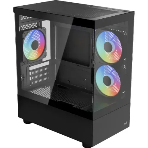 Gabinete Gamer Aerocool Viewport Black *Com 3 Fans Led Argb* - Micro-ATX  - WZetta