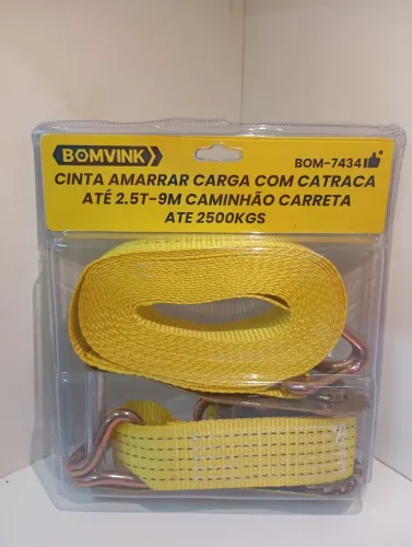 Cinta de Amarração de Carga com Catraca Bomvink 9m - 2,5 Toneladas (2500kg)<br>