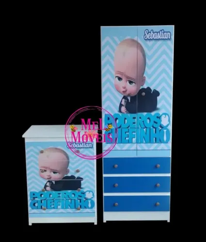 Oferta kit infantil personalizado guarda roupa e cômoda 