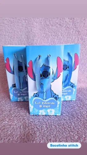 Sacolinhas Stitch Personalizadas pra festa de aniversário 
