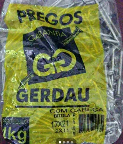 Gerdau Pregos Lote Único 17x21 Preço de Custo Confira 