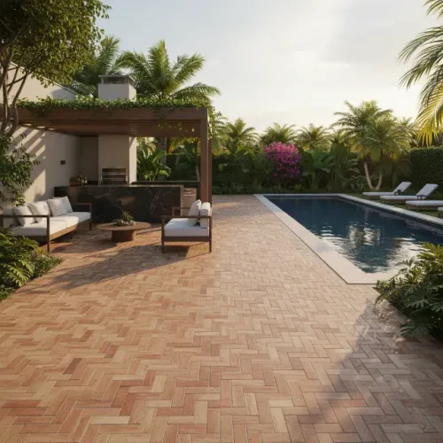 Piso Ceramico Rustico Retangular Terracota 