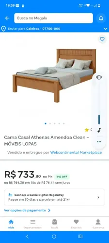 Cama lopas casal 1,40 athenas 2022 - amendoa cle/off wh/amendoa cle