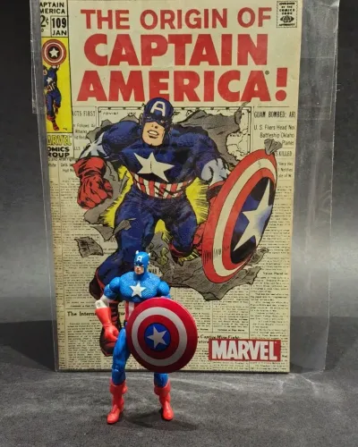 Kit Capitao America Marvel Universe 10cm + HQ Origin 109 Fac-Símile Toy Biz