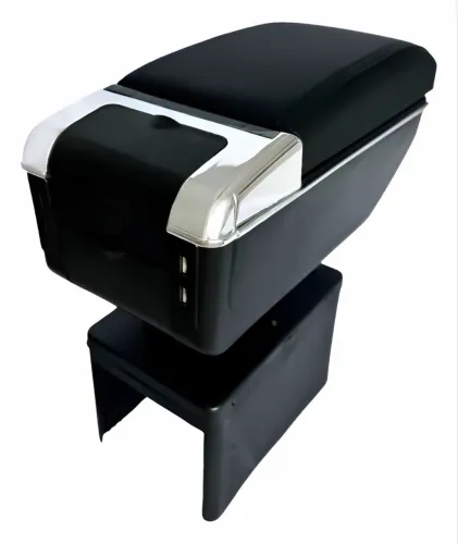 Apoio de Braço Automotivo com 7 entradas Usb, Preto, Porta Copo