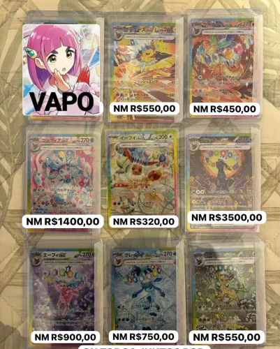 Carta Pokémon Eeveelutions SAR em japonês