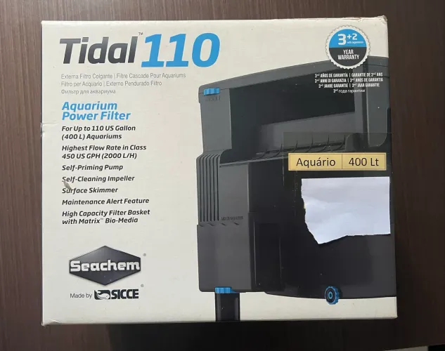 Aquário - filtro cascata Tidal 110 Hang-on com skimmer e bomba
