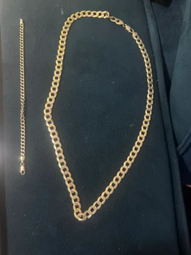 Cordão e pulseira de prata italiana