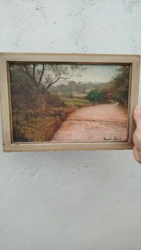 Quadro óleo sobre eucatex, 'Itanhaém'', do renomado pintor Ronaldo Lopes, 30 x 20cm