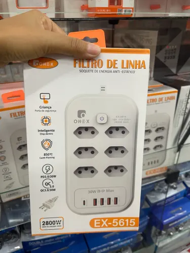 Extensão Onex Ex-5615 6 Tomadas 2m Com Filtro Anti-estático