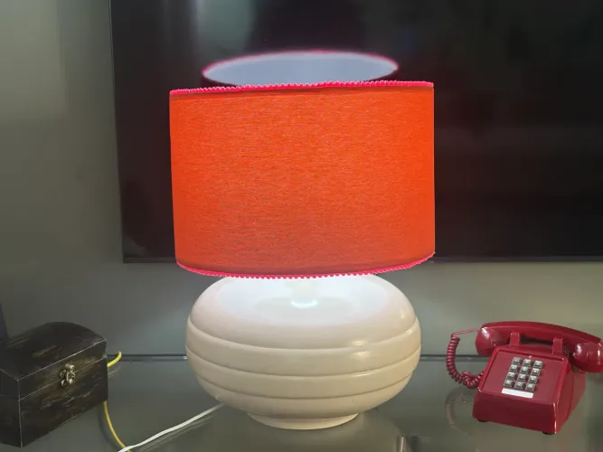 Abajur cerâmica dec 70 restaurada cúpula nova