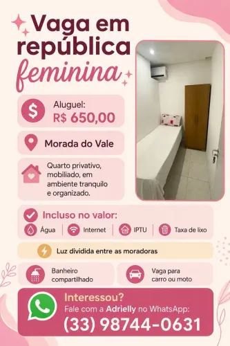 VAGA EM REPÚBLICA PARA MOÇAS