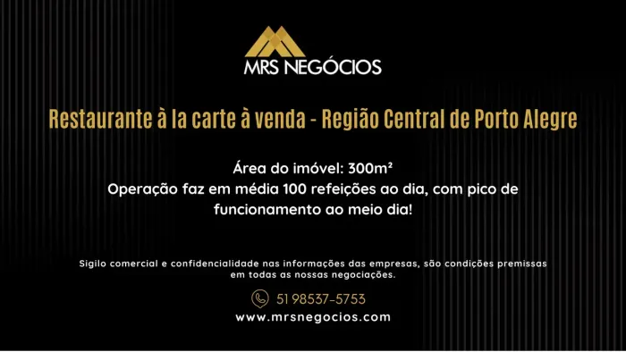Restaurante à la carte à venda, 300m² - Região Central de Porto Alegre