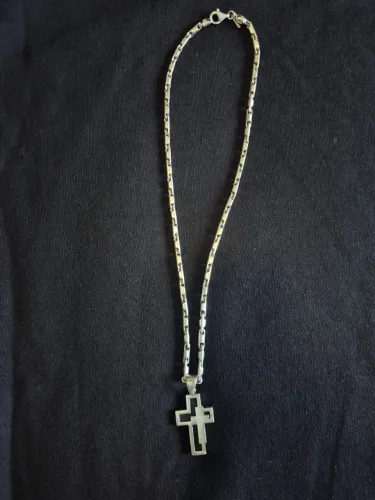 Guerreiro - Colar + Crucifixo Prata 925 dupla face - 77 g