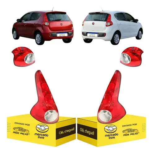 Par Lanterna Traseira Fiat Palio 2013 2014 2015 2016 2017 Ambos Lados Vermelho Cristal