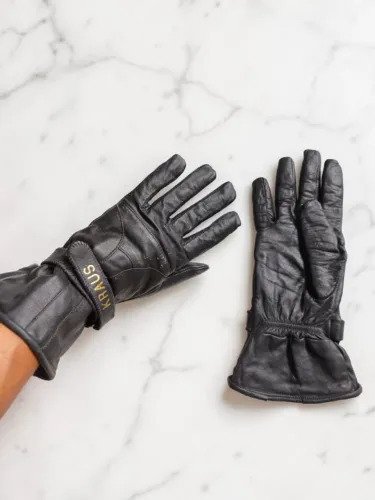 Par de luvas motociclista em couro legítimo preto feminina Tam PP