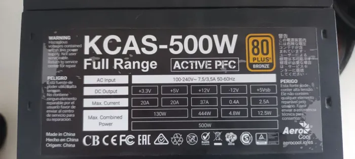 Fonte 500W 80plus bronze 