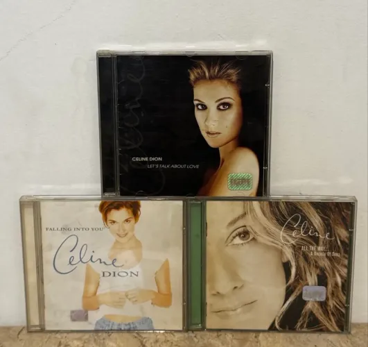 cd: celine dion lets talk about love + falling into you + all the way - excelente estado