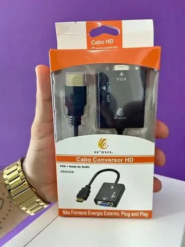 Cabo Adaptador Hdmi Macho Para Vga Femea Com Audio P2