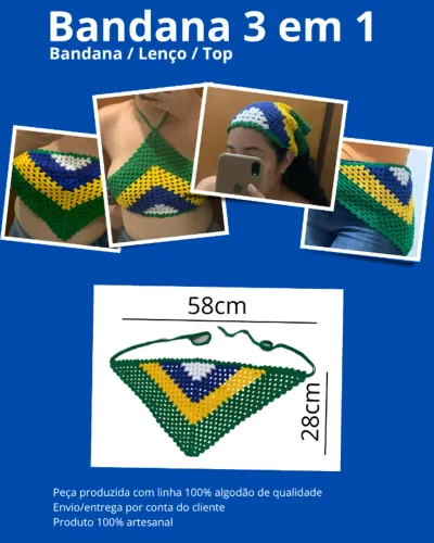 Bandana 3 em 1 - Top/lenço e cropped