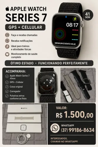 Apple Watch série 7 (celular + GPS) inox 41mm