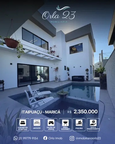ITAIPUAÇU, ORLA 23 IMOBILIÁRIA VENDE! Belíssima, imponente e maravilhosa em Maricá