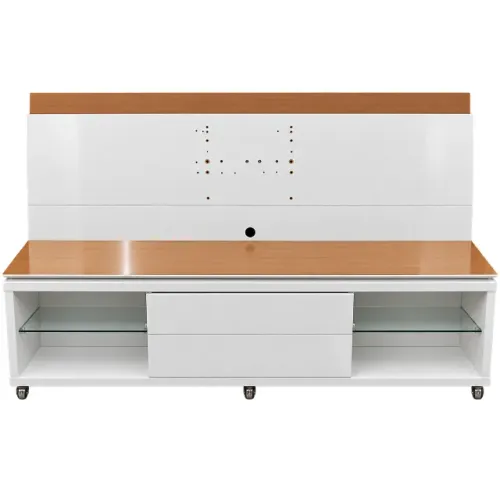 Rack / Painel para TV Branco com Detalhes em Madeira