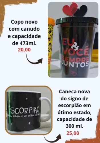 Canecas e copos com canudo