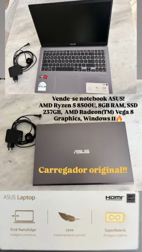 Vivobook X515DA ASUS AMD ryzen 5, 8GB ram, 256GB SSD, AMD Radeon (TM) Vega 8 graphics