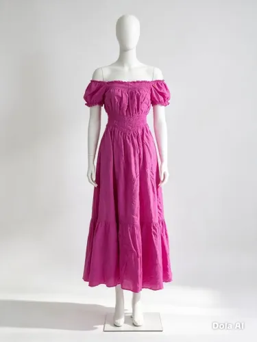 ? Vestido longo rosa lindo! ?