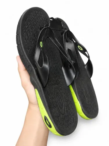 Chinelo Masculino Esportivo Preto com Verde | Confortável | Antiderrapante