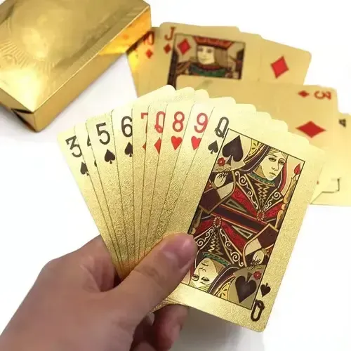 BARALHO DOURADO À PROVA D'ÁGUA FLEXÍVEL COM NOTA DE 100 DÓLARES 54 CARTAS PET RESISTENTE