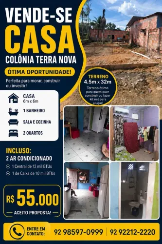 VENDE-SE CASA COLÔNIA TERRA NOVA