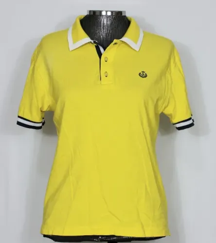 camisa polo feminino forum amarelo e azul marinho - veste m - ref. 5535
