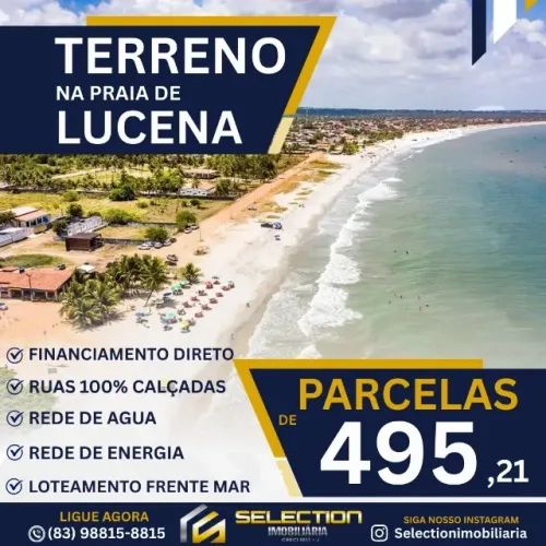 COMPRE SEU LOTE FRENTE MAR NA BELA CIDADE DE LUCENA - COM PARCELINHAS DE R$ 400,00