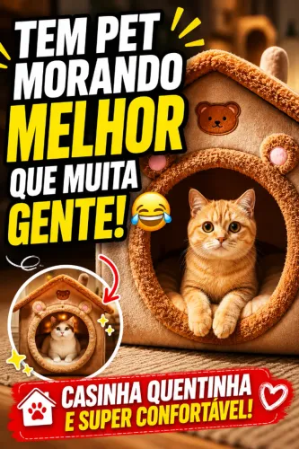 Casinha Cama Pet Macia Pelúcia Marrom Cabana Tenda Cão Gato
