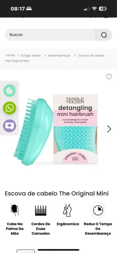 Tangle Teezer - Escova de cabelo desembaraçadora The Original Mini : Verde água