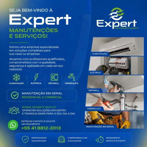 Instalações elétricas, instalações de ar condicionado, instalações hidráulicas e drywall
